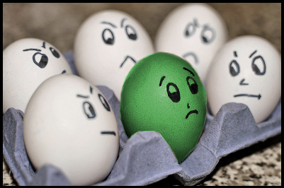 Mommy, the green egg looks unhappy!